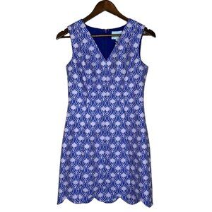 CeCe by Cynthia Steffe NWT Purple/Blue Patterned Sleeveless Scallop Dress Size 2